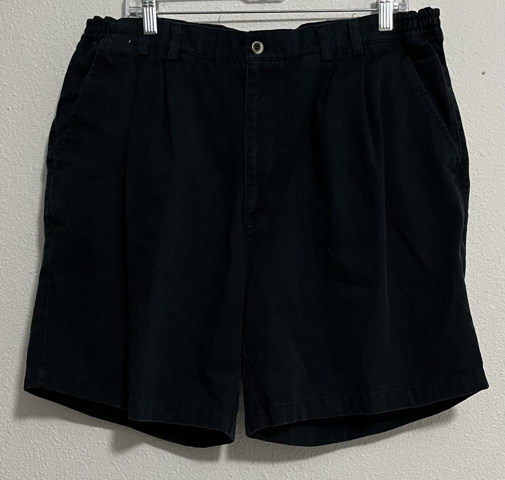 Stanley Blacker Men's Black Solid Chino Shorts, Cotton, Pleated, Button